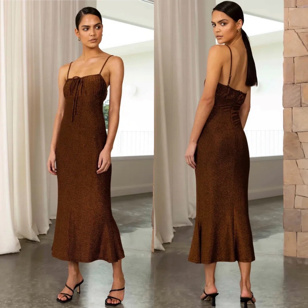 Misha Collection Copper Pearl Metallic Dress